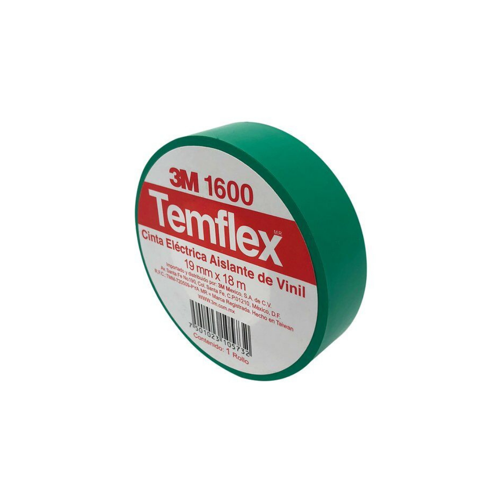 3M CINTA AISLANTE TEMFLEX VERDE 19MM X 18M (165)(E)
