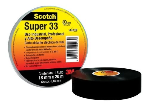 3M CINTA SCOTCH PVC 18MM X 20M (SUPER33)(H)