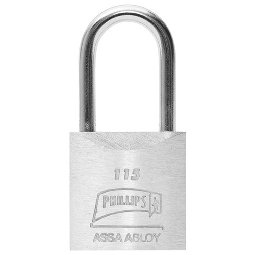 CANDADO METÁLICO PHILLIPS 115 GANCHO LARGO BLISTER (MX272)(H)