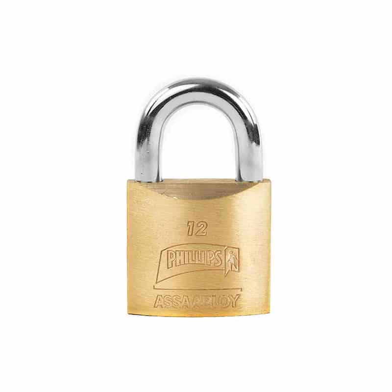CANDADO PHILLIPS 12 GANCHO CORTO LATÓN MACIZO (MX112)(H)
