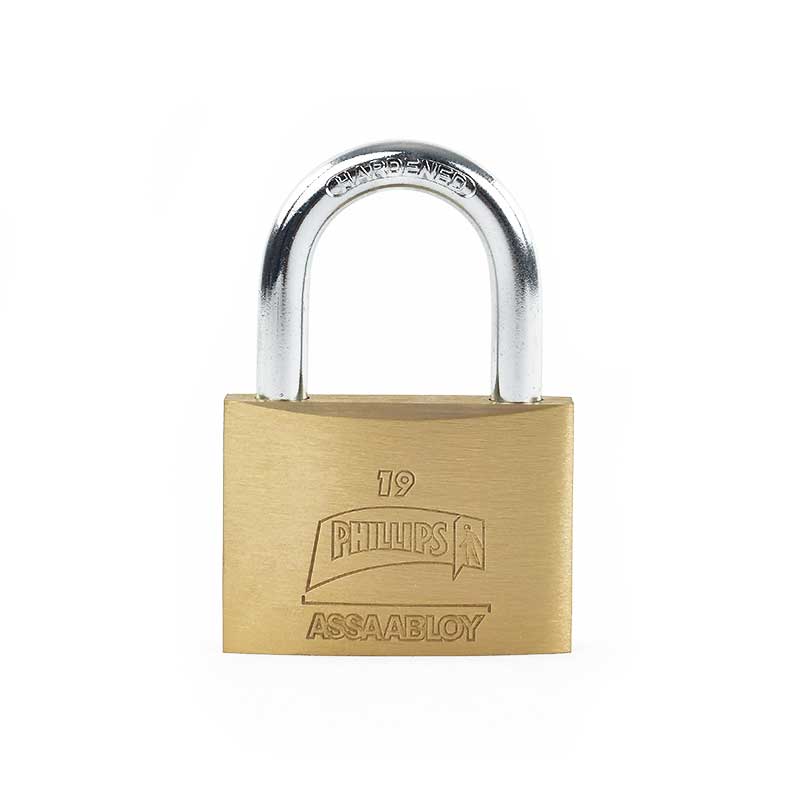 CANDADO PHILLIPS 19 GANCHO CORTO LATÓN MACIZO (MX243)(H)