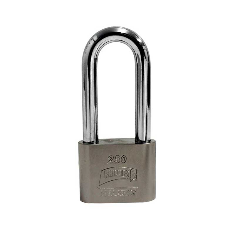 CANDADO ACERO PHILLIPS 250 GANCHO LARGO BLISTER (MX3000)(H)