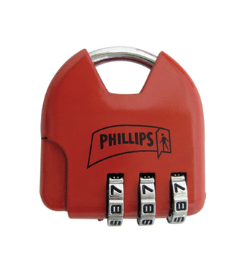 CANDADO DE COMBINACIÓN 4 PHILLIPS (MALETERO) ROJO BLISTER (MX2325)(H)