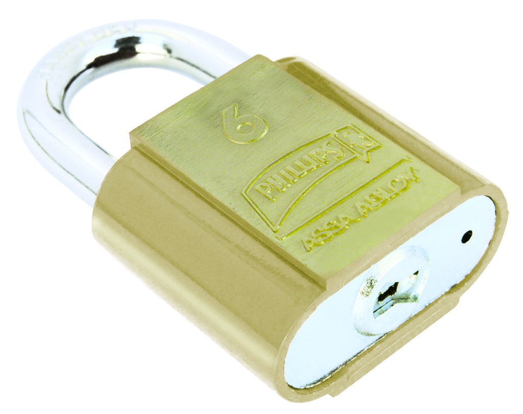 CANDADO METÁLICO PHILLIPS 6 GANCHO LARGO LATONADO (MX1764)(H)