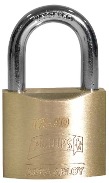 CANDADO PHILLIPS TX- 40 TETRA-LLAVE LATÓN MACIZO (MX453)(H)