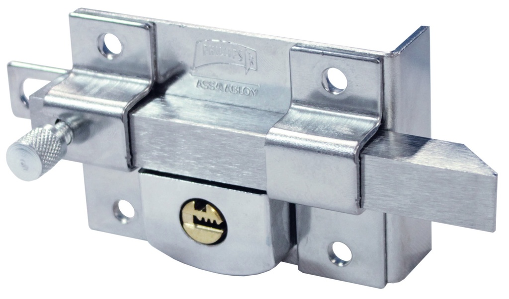 CERRADURA PHILLIPS AS-775 IZQUIERDA CROMO LLAVE DE PUNTOS SOBREPONER (MX5447)(H)