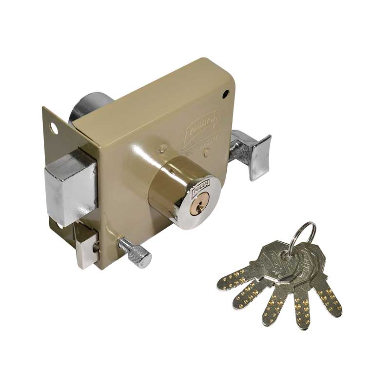 CERRADURA PHILLIPS AS-725 INSTAFÁCIL IZQUIERDA BEIGE LLAVE DE PUNTOS SOBREPONER (MX1754)(H)