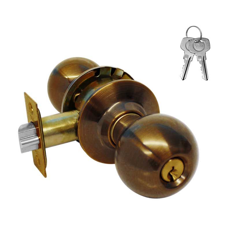 CERRADURA YALE PLYMOUTH RECÁMARA LATÓN ANTIGUO (MX87494)