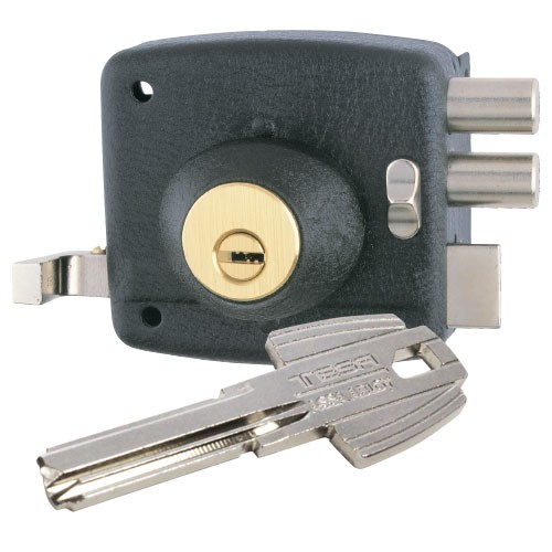 CERRADURA 1985 TESA SOBREPONER ENTRADA DERECHA NEGRA LLAVE DE PUNTOS (MX86463)