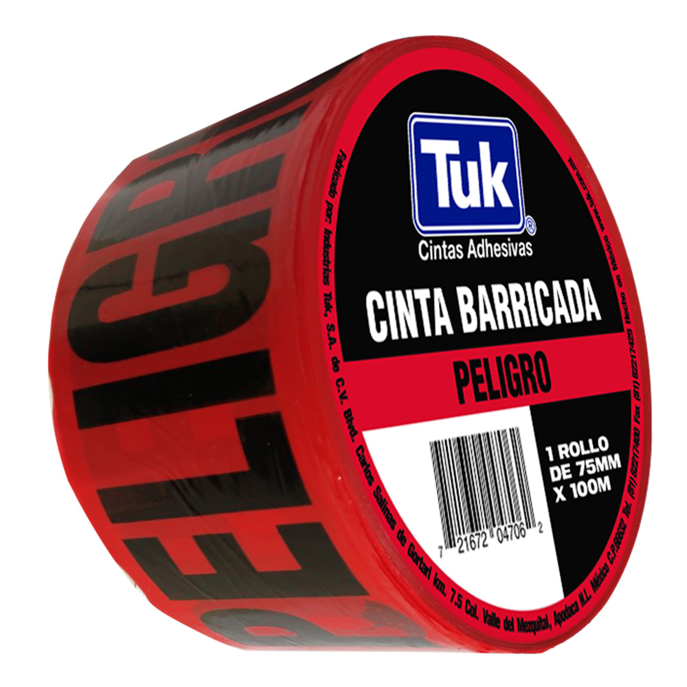CINTA TUK 520 BARRICADA ROJA PELIGRO 75MM X 100M (352002)