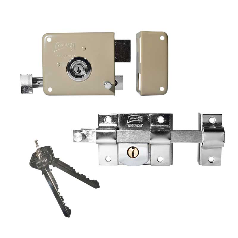 COMBO PHILLIPS 715 LLAVE LARGA DERECHA BEIGE + 800 LIBRE DERECHA CROMO (MX4647) (H)