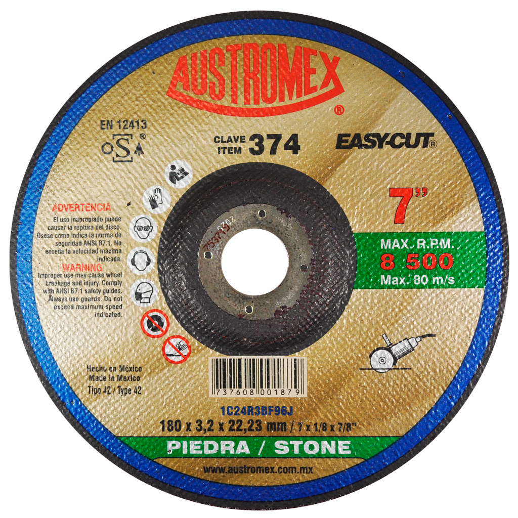 DISCO CAZUELA AUSTROMEX P/CORTE PIEDRA 7" (374)(H)