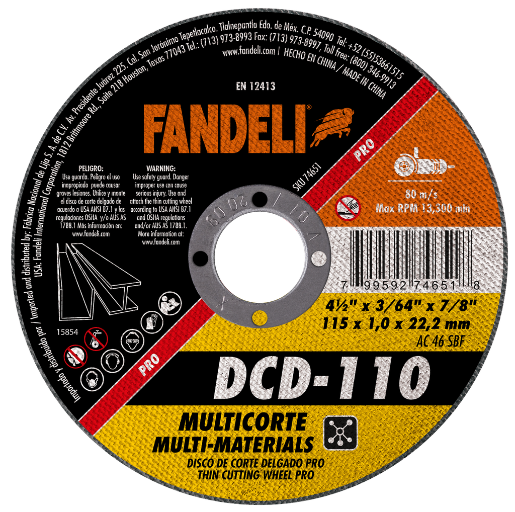 DISCO FANDELI CORTE DELGADO MULTICORTE 4-1/2" (74651)(H)