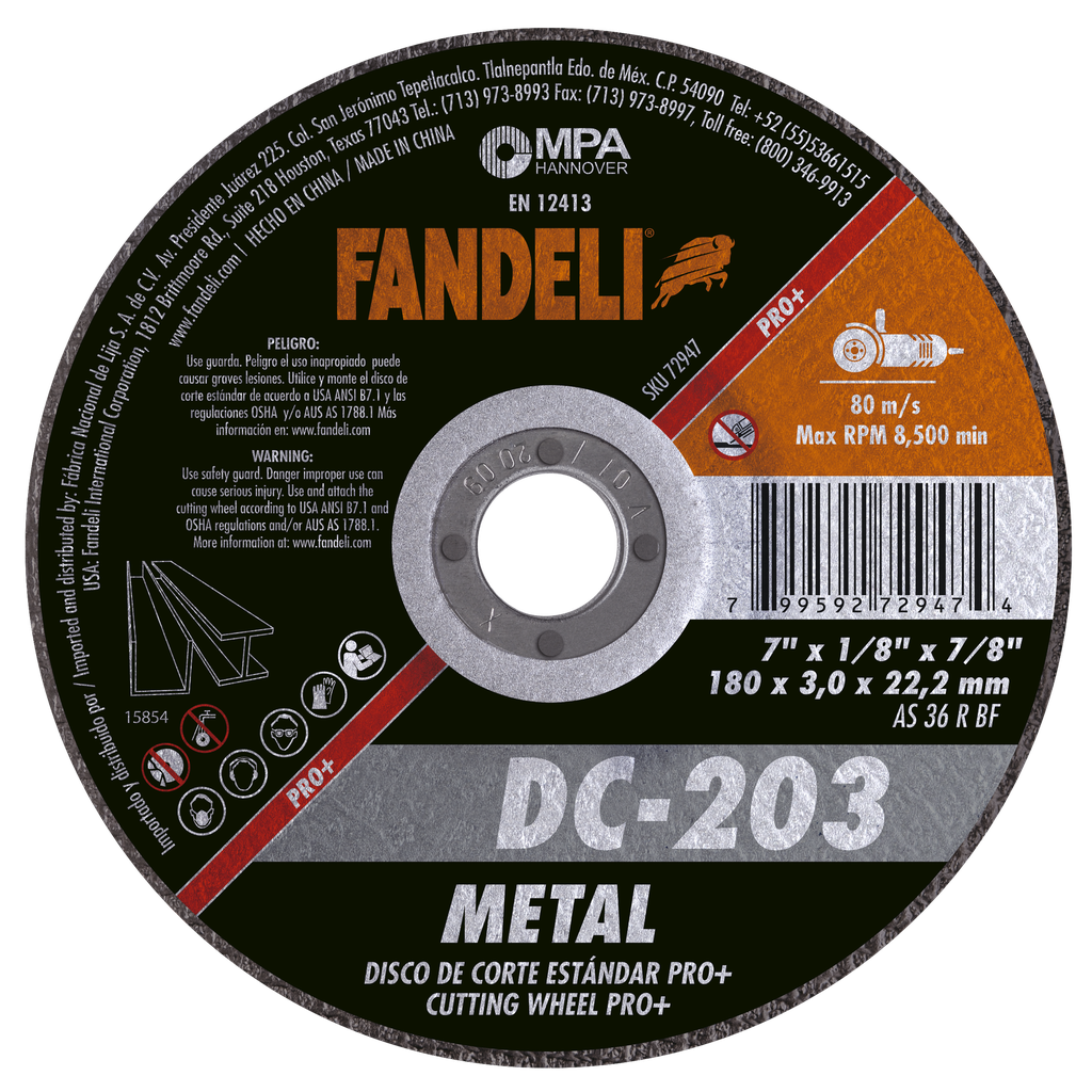 DISCO CAZUELA FANDELI CORTE ESTÁNDAR P/METAL 7" (72947)(H)