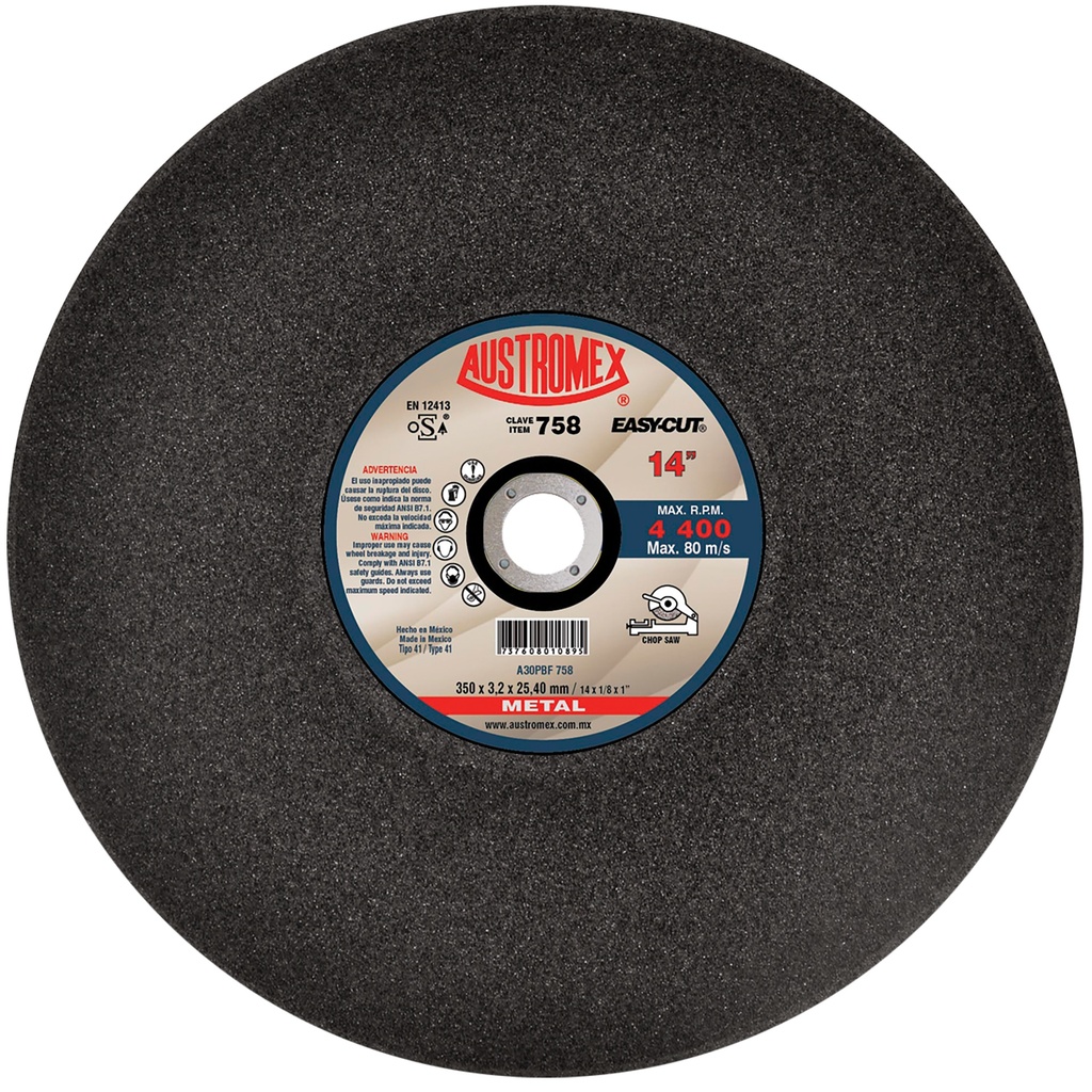 DISCO ESTACIONARIO AUSTROMEX P/CORTE METAL 14" (758)(H)