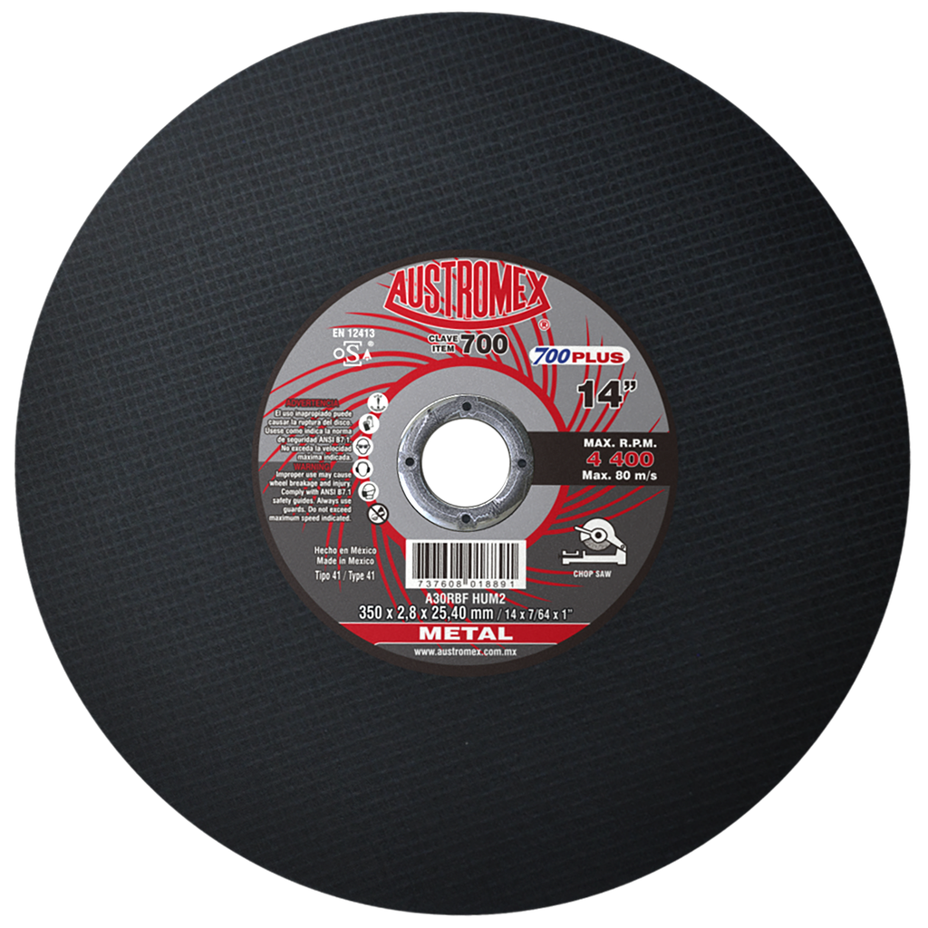 DISCO ESTACIONARIO AUSTROMEX P/CORTE METAL 14" (700)(H)