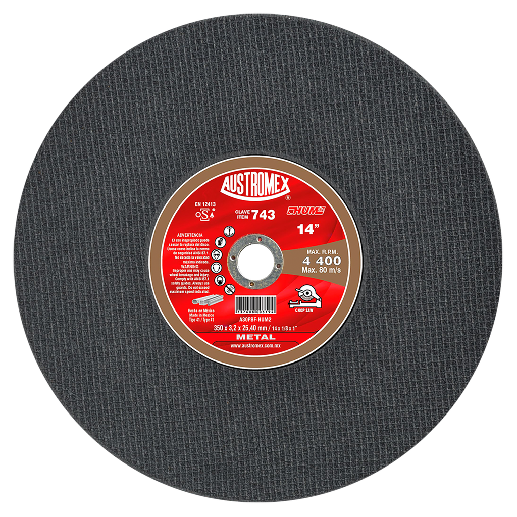 DISCO ESTACIONARIO AUSTROMEX P/CORTE METAL 14" (743)(H)