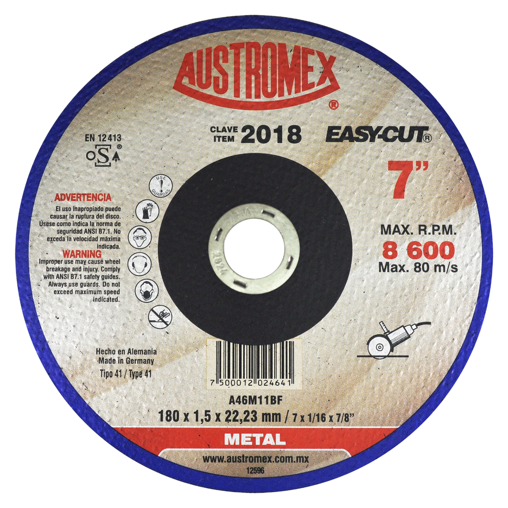 DISCO PLANO AUSTROMEX P/CORTE METAL 7" (2018)(H)