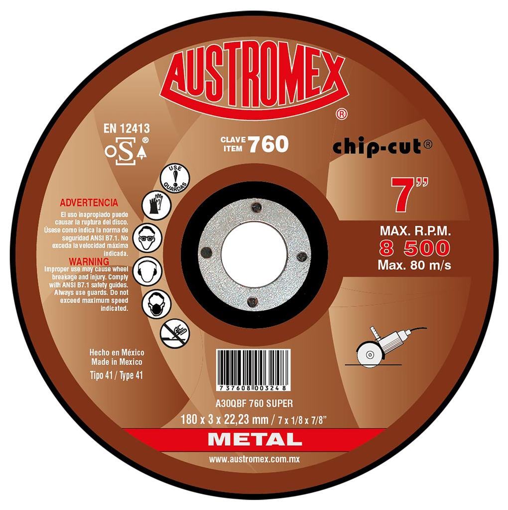 DISCO PLANO AUSTROMEX P/CORTE METAL 7" (760)(H)