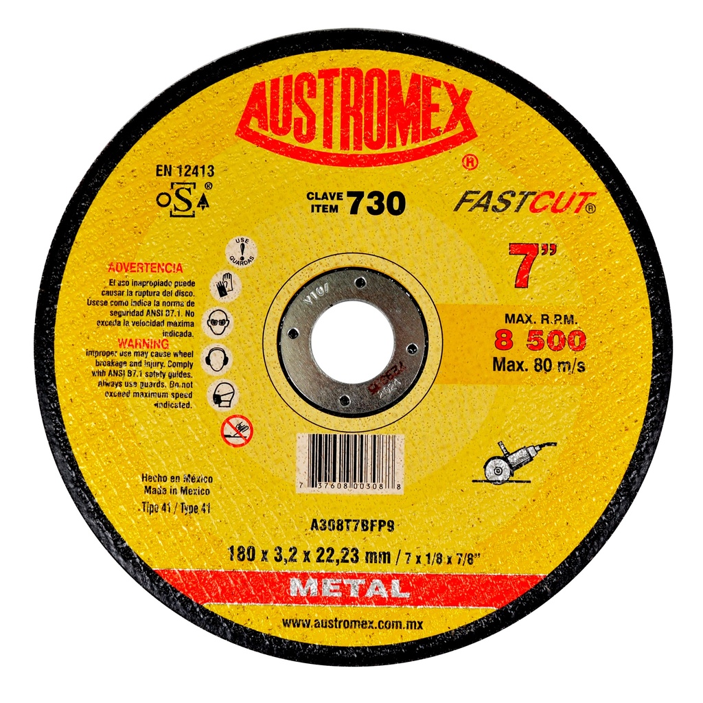 DISCO PLANO AUSTROMEX P/CORTE METAL 7" (730)(H)