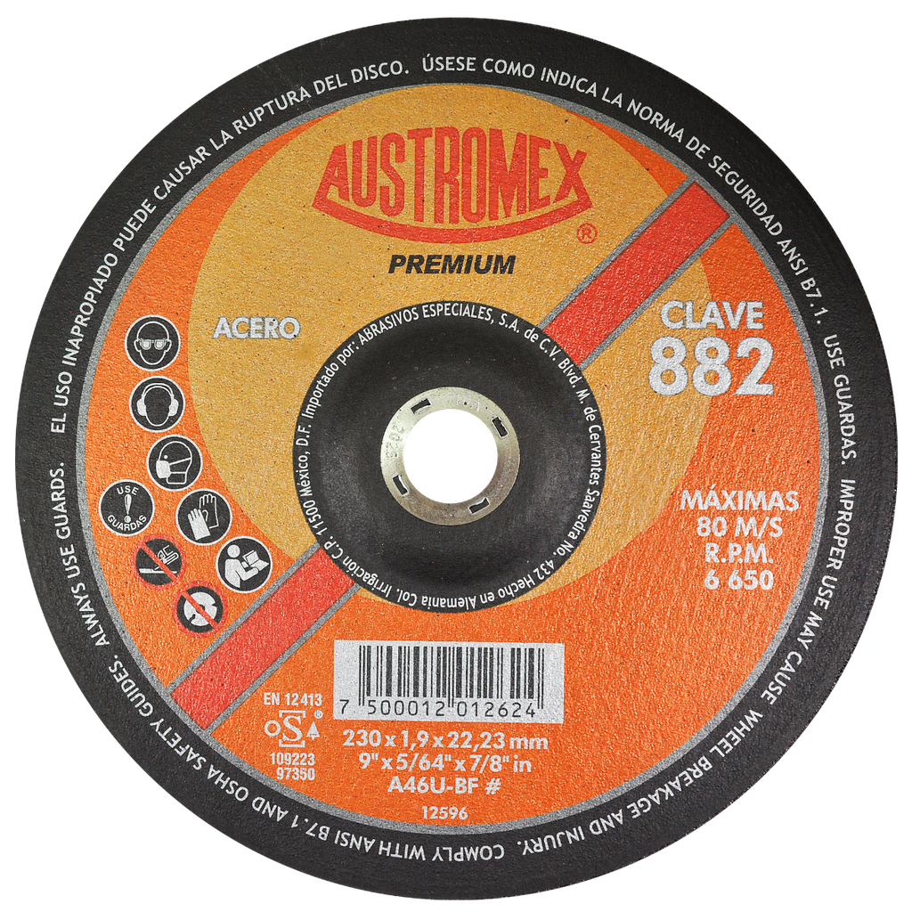 DISCO CAZUELA AUSTROMEX P/CORTE METAL 9" (882)(H)