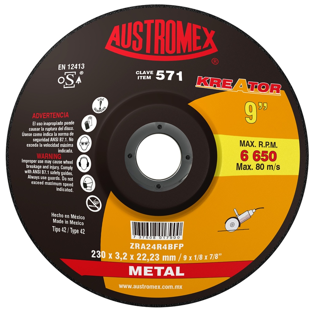 DISCO CAZUELA AUSTROMEX P/CORTE METAL 9" (571)(H)