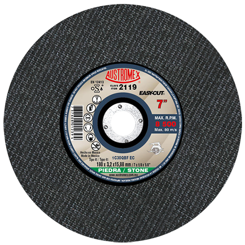 DISCO PLANO AUSTROMEX P/CORTE PIEDRA 7" (2119)(H)