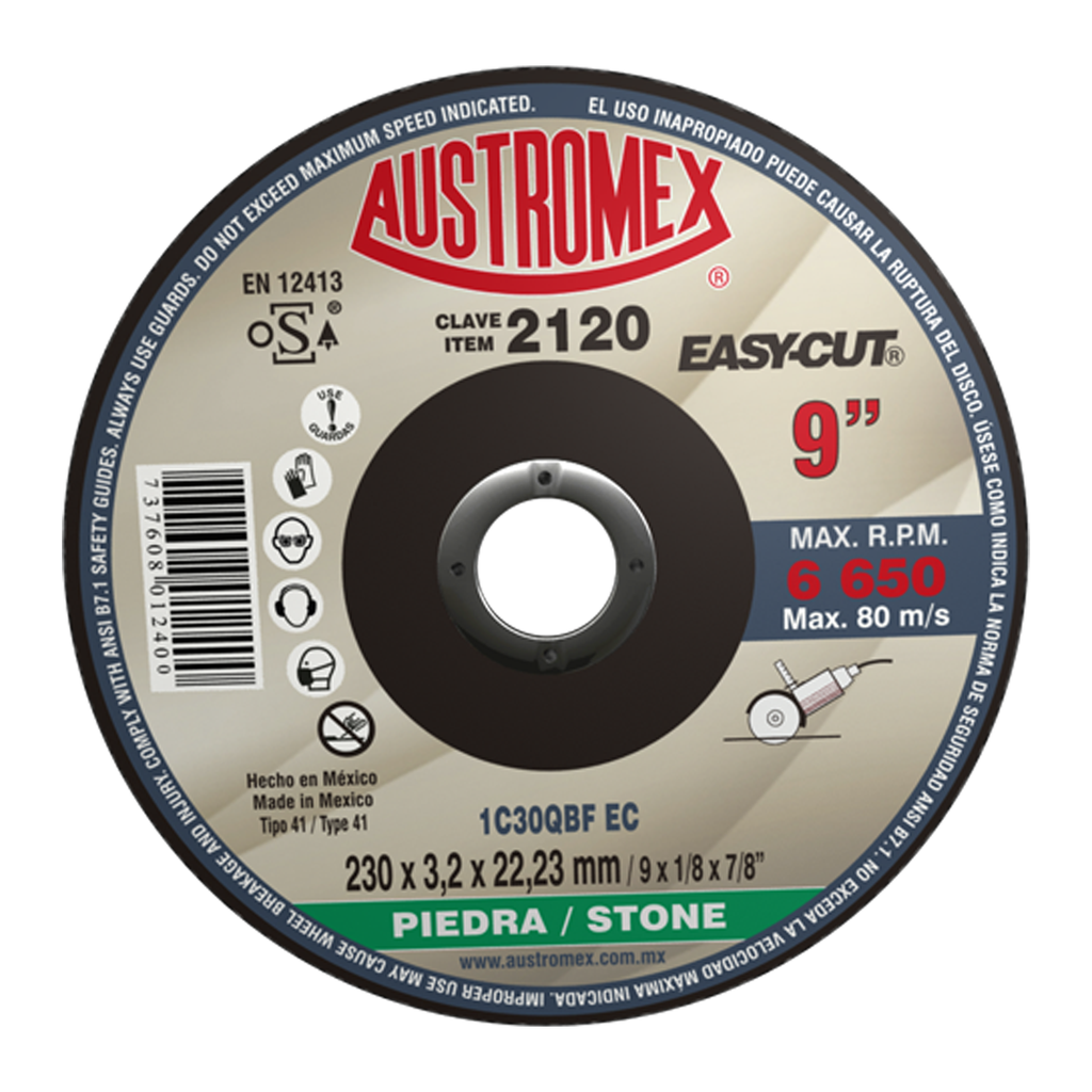 DISCO PLANO AUSTROMEX P/CORTE PIEDRA 9" (2120)(H)