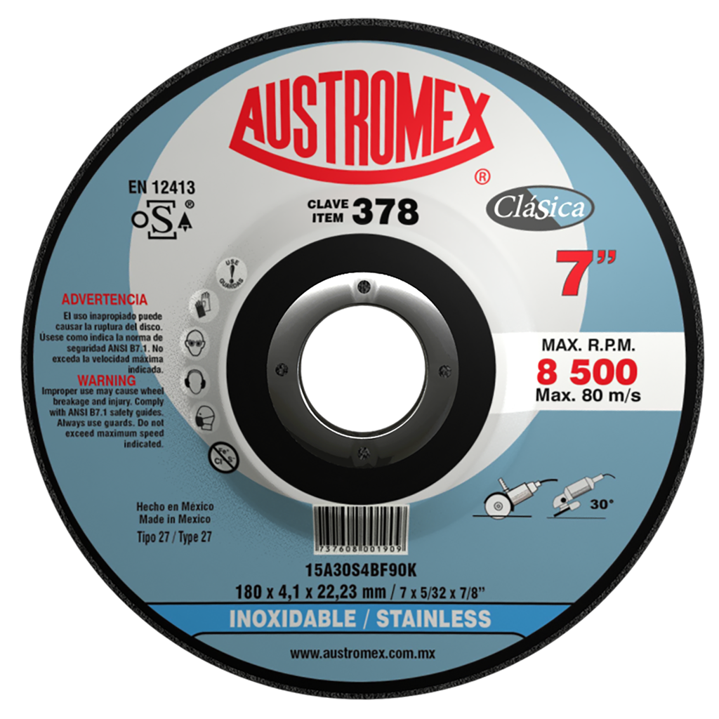 DISCO CAZUELA AUSTROMEX P/CORTE-DESBASTE INOXIDABLE 7" (378)(H)