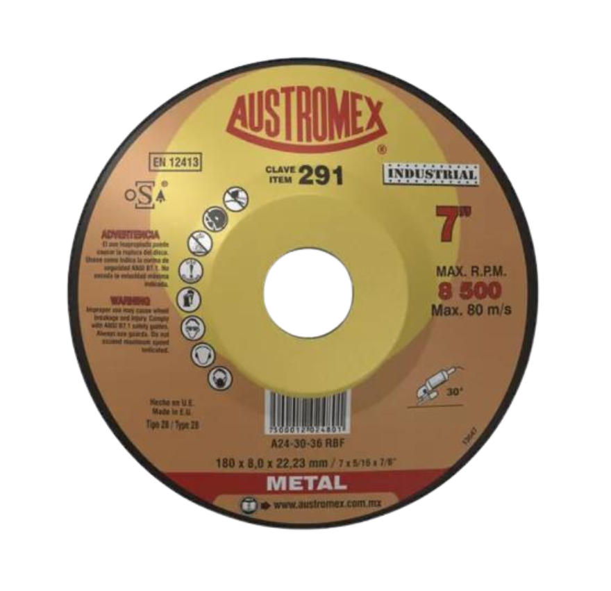 DISCO CÓNICO AUSTROMEX P/DESBASTE METAL 7" (291)(H)