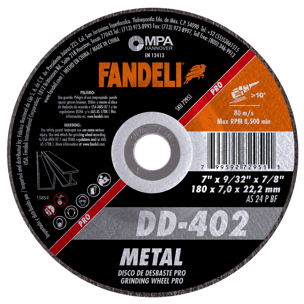 DISCO CAZUELA FANDELI P/DESBASTE DE METAL 7" (72951)(H)