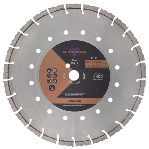 DISCO DIAMANTE AUSTROMEX RIN SEGMENTADO P/CONCRETO 14" PLATA (1527)(H)