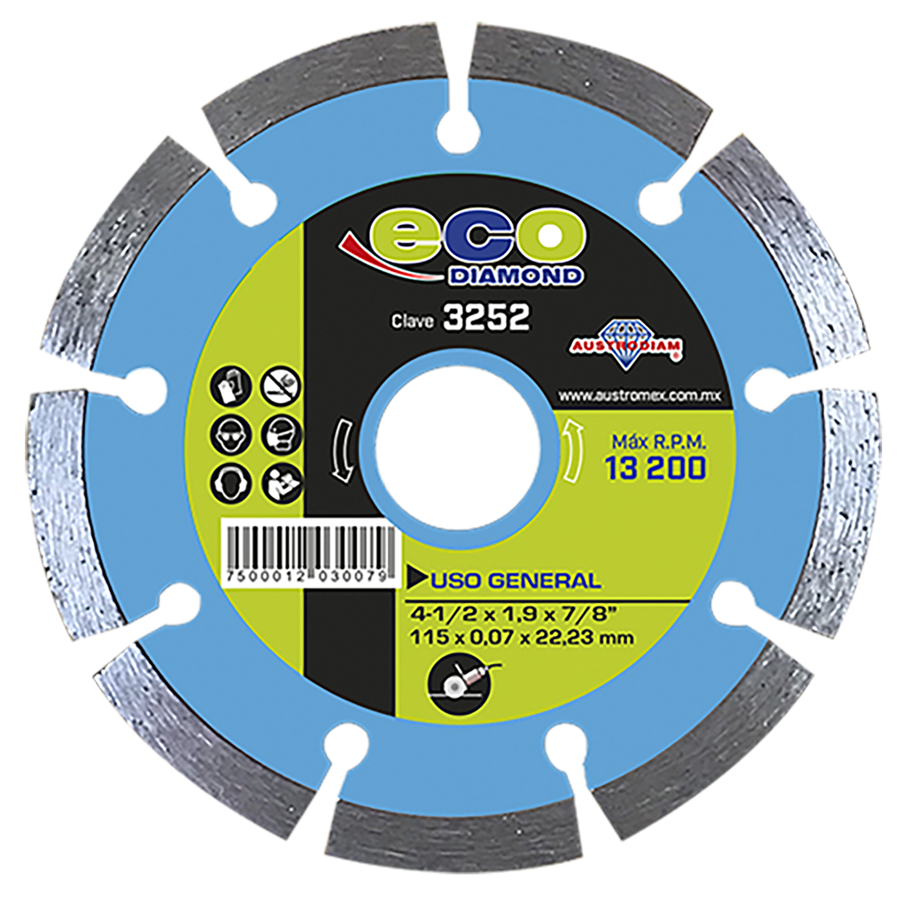 DISCO DIAMANTE AUSTROMEX RIN SEGMENTADO USO GENERAL 4-1/2" (3252)(H)