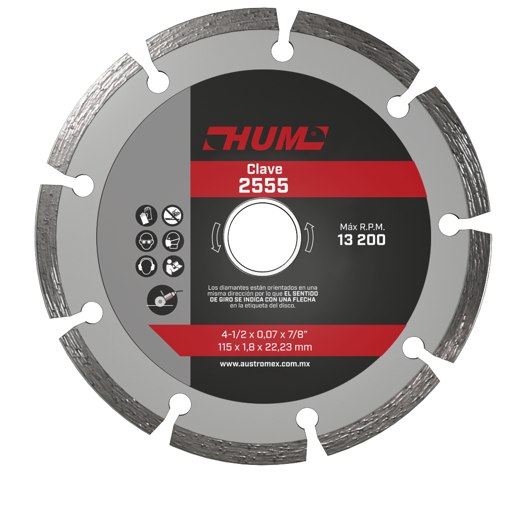 DISCO DIAMANTE AUSTROMEX RIN SEGMENTADO USO GENERAL 4-1/2" (2555)(H)