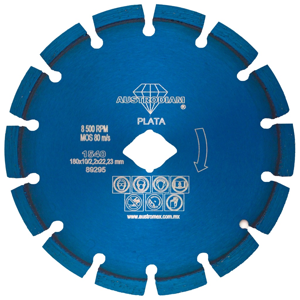 DISCO DIAMANTE AUSTROMEX RIN SEGMENTADO USO GENERAL 7" PLATA (1540)(H)