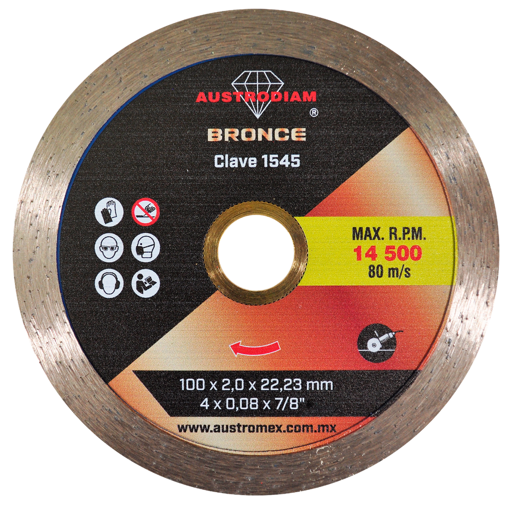 DISCO DIAMANTE AUSTROMEX RIN CONTINUO USO GENERAL 4" BRONCE (1545)(H)