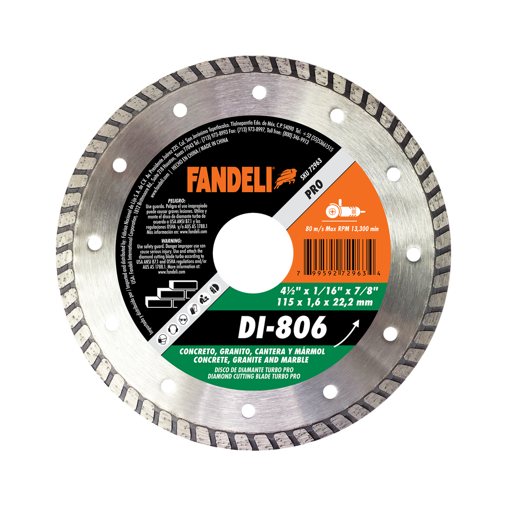 DISCO DIAMANTE FANDELI TURBO 4-1/2" (72963)(H)