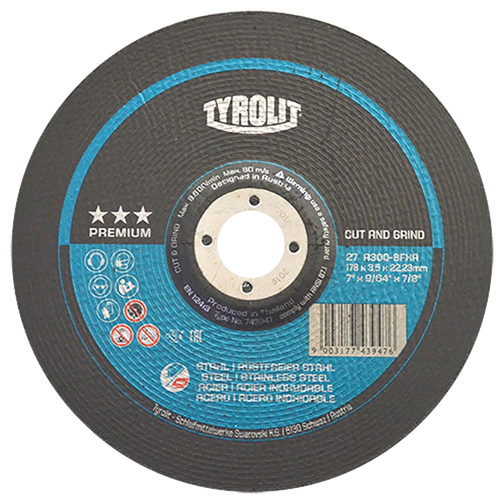 DISCO CAZUELA AUSTROMEX P/CORTE-DESBASTE METAL-INOXIDABLE 7" (4221)(H)
