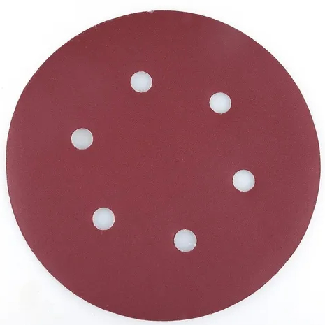 DISCO C/VELCRO 6" FANDELI B080 C/6 PERFORACIONES GRANO 150 ROJO (73185)(H)