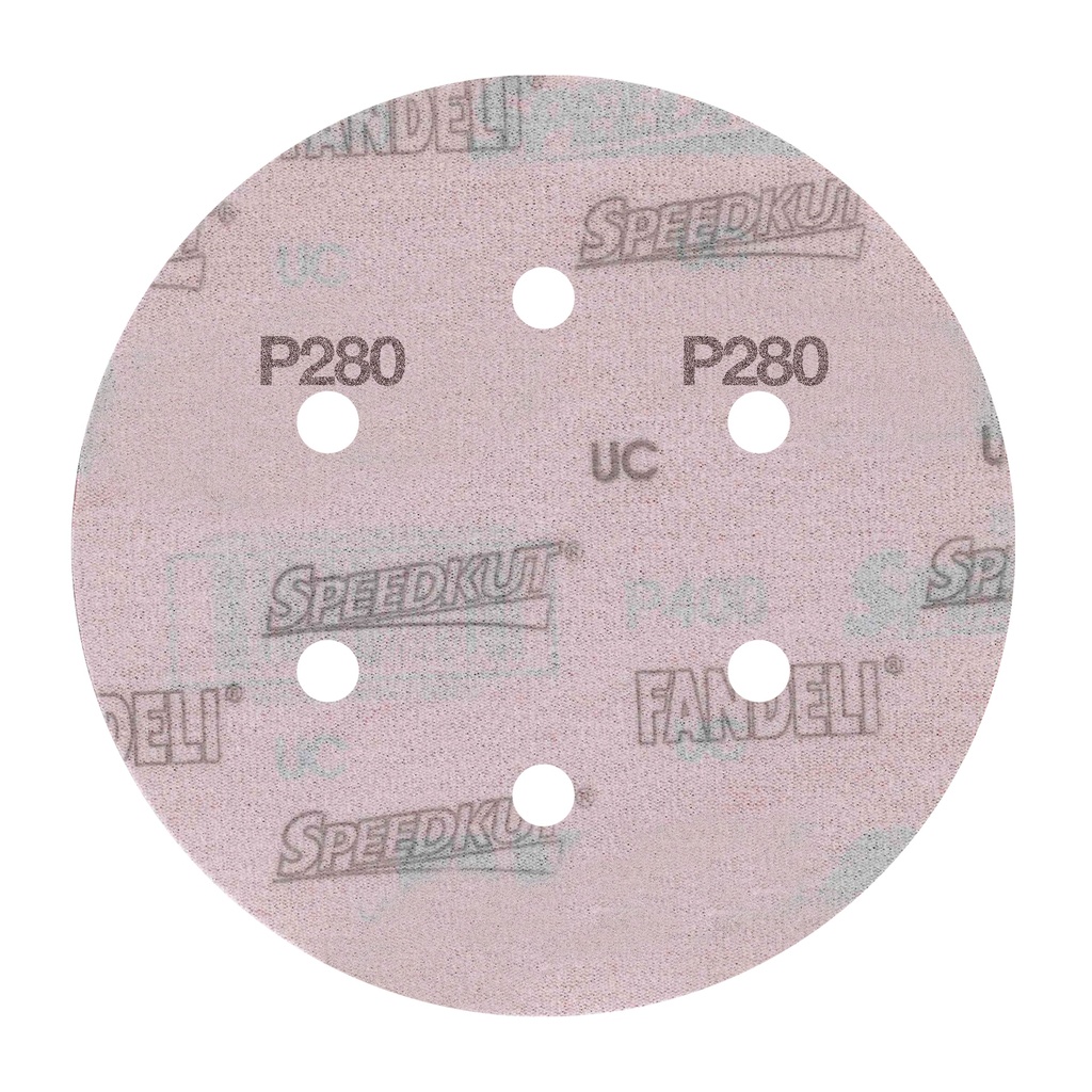 DISCO C/VELCRO 6" FANDELI B080 C/6 PERFORACIONES GRANO 280 ROJO (73576)(H)