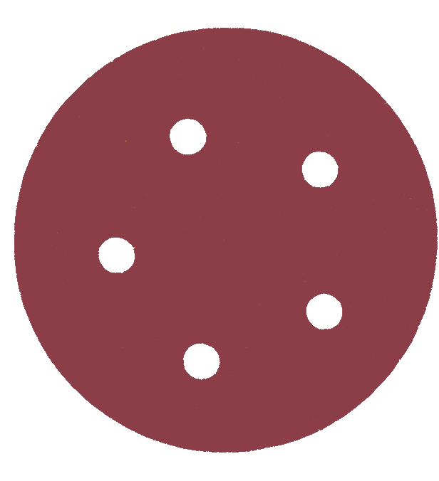 DISCO C/VELCRO 5" FANDELI B080 C/5PERFORACIONES GRANO 400 ROJO (73548)(H)