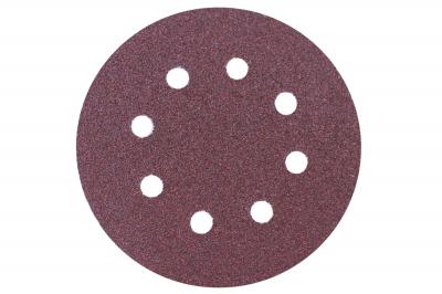 DISCO C/VELCRO 5" FANDELI E080 C/8 PERFORACIONES GRANO 80 ROJO (03451)(H)