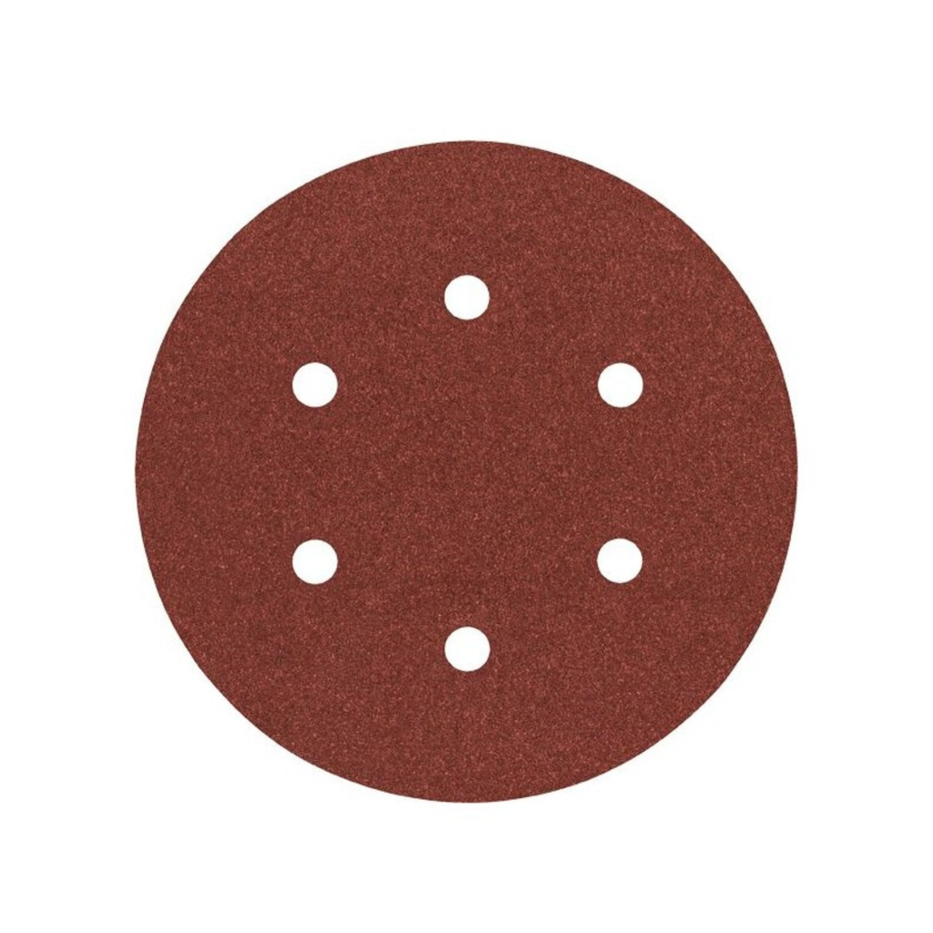 DISCO C/VELCRO 6" FANDELI E088 C/6 PERFORACIONES GRANO 40 ROJO (15629)(H)