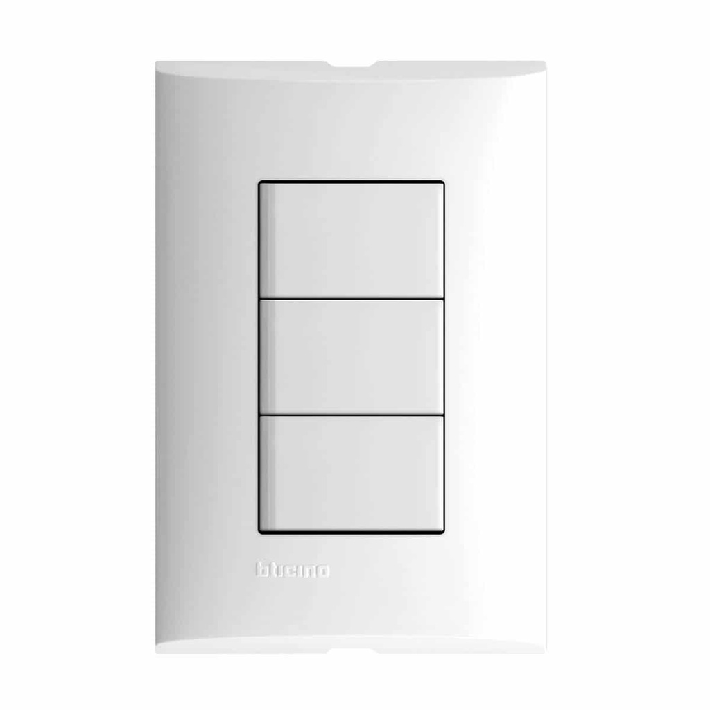 BTICINO PLACA FORZA C/3 INTERRUPTORES SENCILLOS BLANCO (FZA513) (E)
