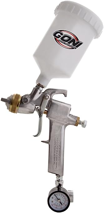 GONI PISTOLA  GRAVEDAD BAJO CONSUMO DE AIRE VASO 600ML BOQUILLA 1.4MM C/MANÓMETRO (574)