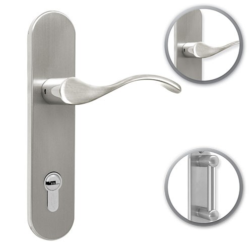 CERRADURA HERMES TESA RB100 ENTRADA MANIJA-JALADERA IZQUIERDA LLAVE-LLAVE NÍQUEL SATINADO (MX80410)