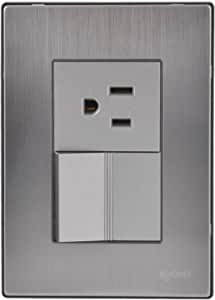 IGOTO PLACA C/1 APAGADOR SENCILLO + 1 CONTACTO PLATA (INOX1002)(E)