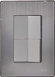 IGOTO PLACA C/1 APAGADOR SENCILLO + 1 APAGADOR ESCALERA PLATA (INOX1012)(E)