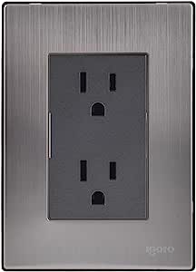 IGOTO PLACA C/CONTACTO DUPLEX PLATA (INOX1024)(E)