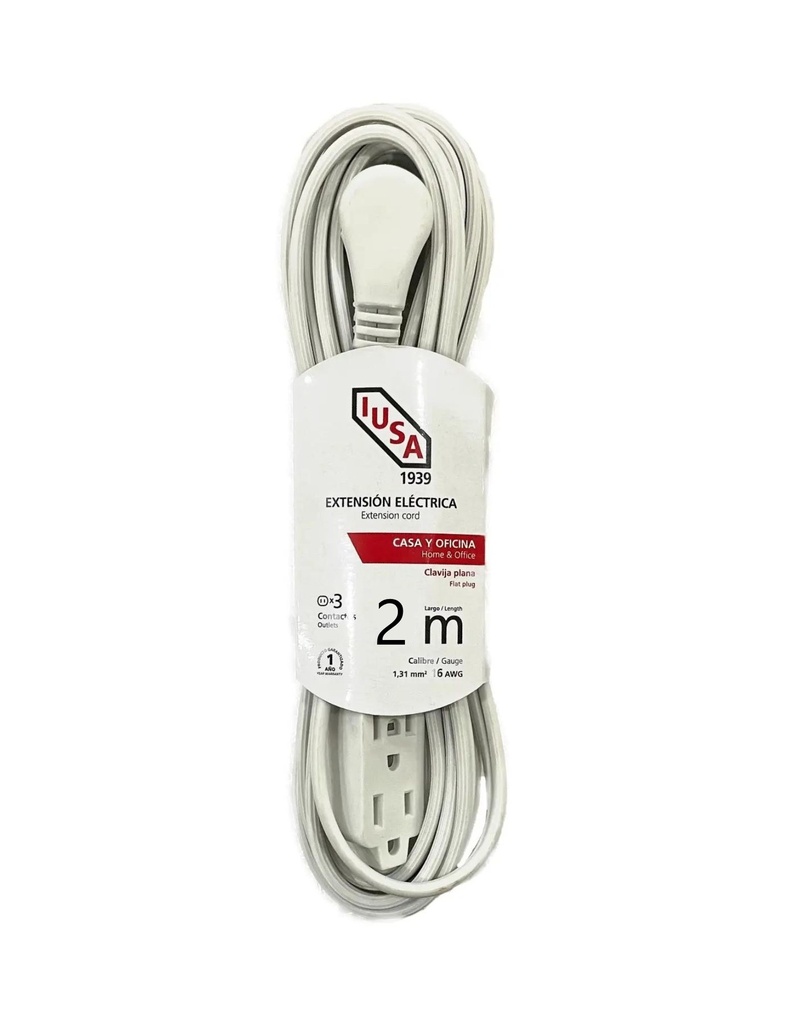 IUSA EXTENSIÓN DOMÉSTICA POLARIZADA BLANCA CLAVIJA 90° 2M (619338)(E)